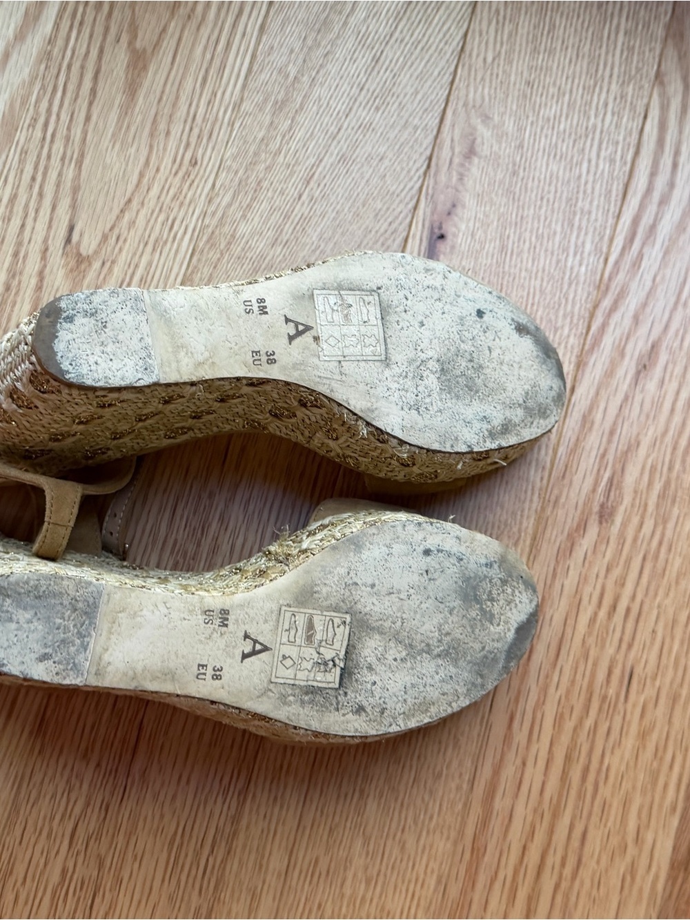 Anthropologie Textured Wedge Sandals Tan Suede Raffia Platform Heels Size 8 - Picture 6 of 9